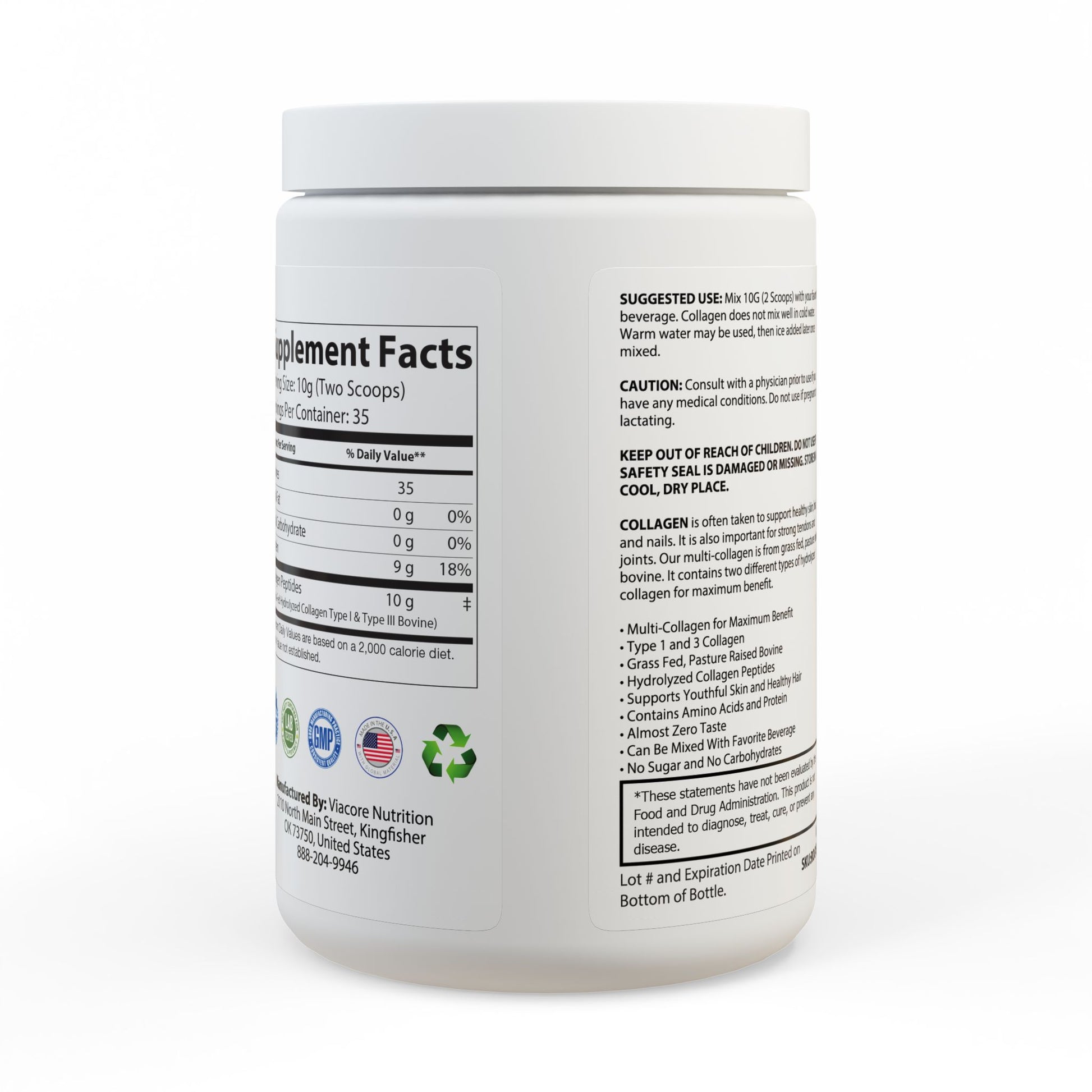 Supplement container with label on a white background