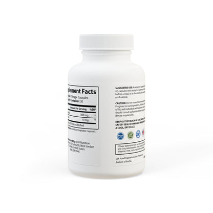 Supplement bottle with label on a white background