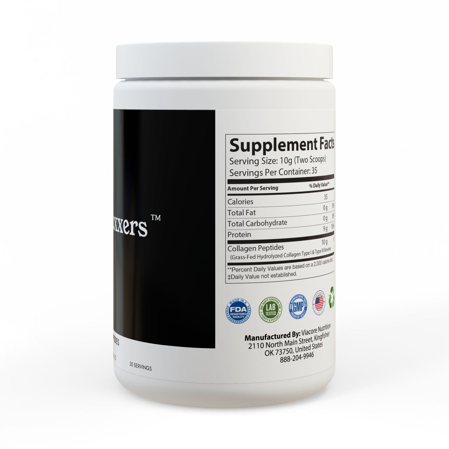 Supplement container with label on a white background