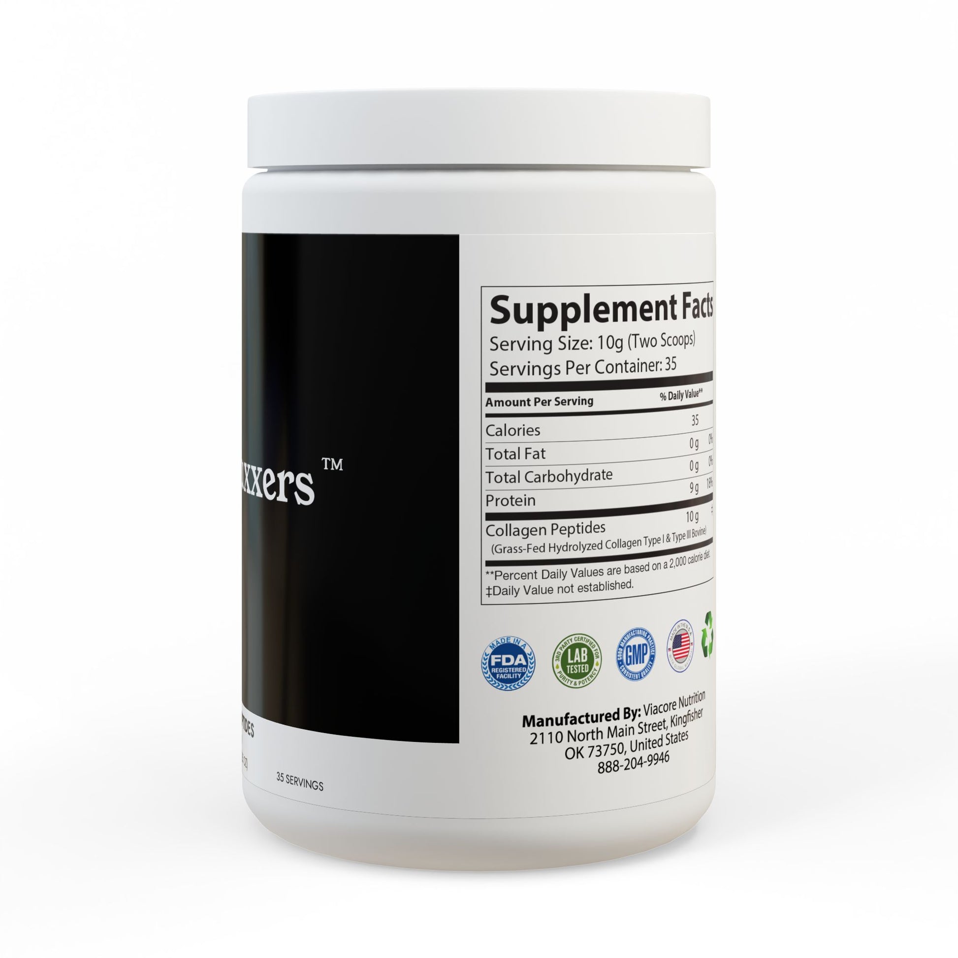 Supplement container with label on a white background