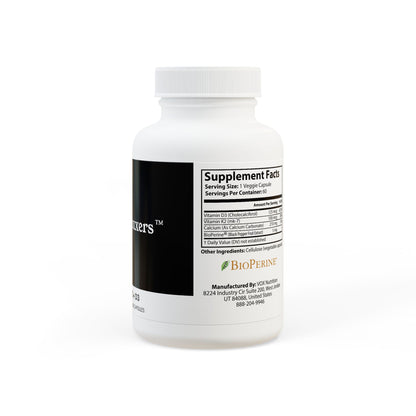 Supplement bottle with label on a white background